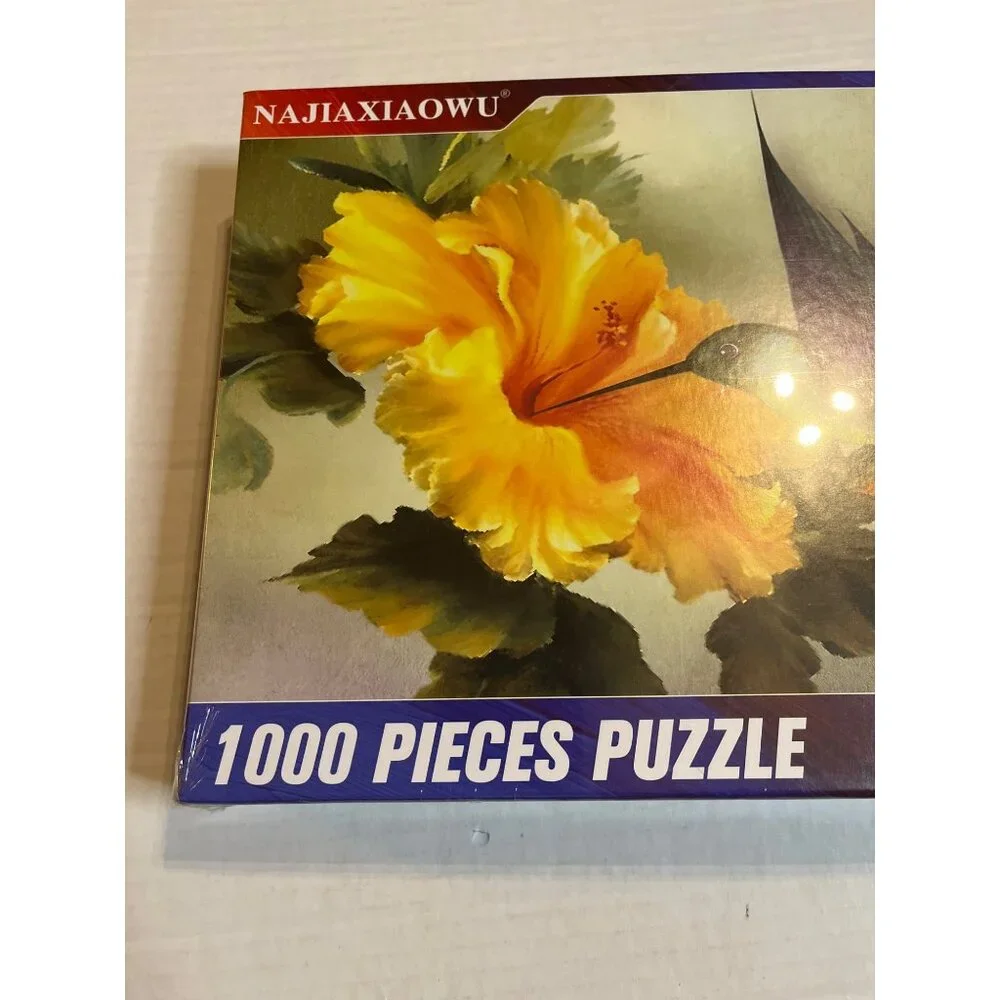 Najiaxiaowu 1000 Piece Jigsaw Puzzle With Hummingbird & Hibiscus Flower Design
